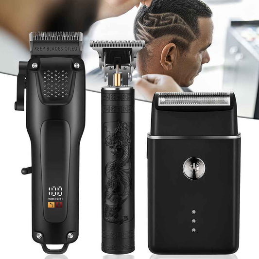 Kit de toilettage pour hommes - Tondeuses sans fil avec écran LED et accessoires pratiques