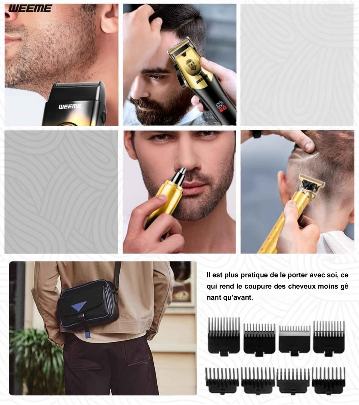 Tondeuse à cheveux tout-en-un : Ensemble complet de toilettage doré pour hommes