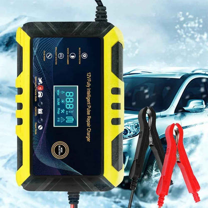12V 6A Impuls-Reparatur-Autobatterieladegerät mit LCD-Display, intelligentem, automatischem Ladegerät für Gel-Bleiakkus und Batterien für Auto und Motorrad