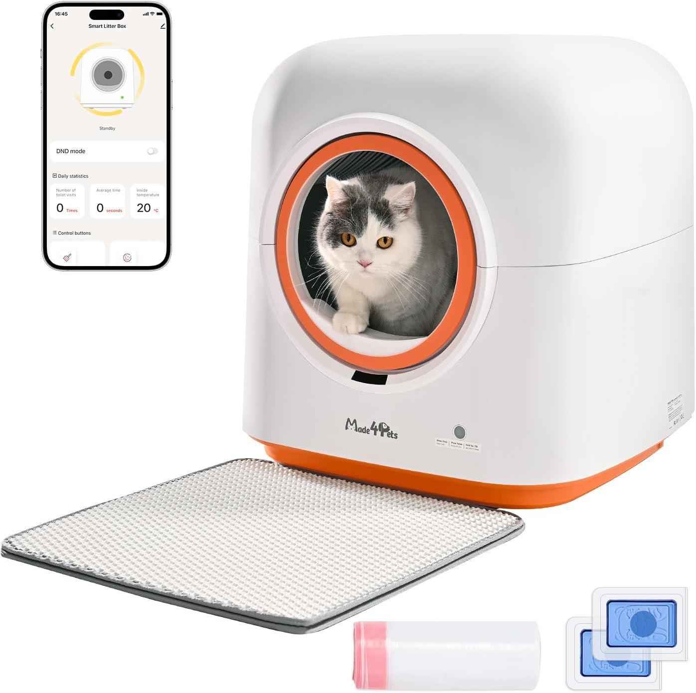 60L Self-Cleaning Automatic Cat Litter Box with Smart App Control