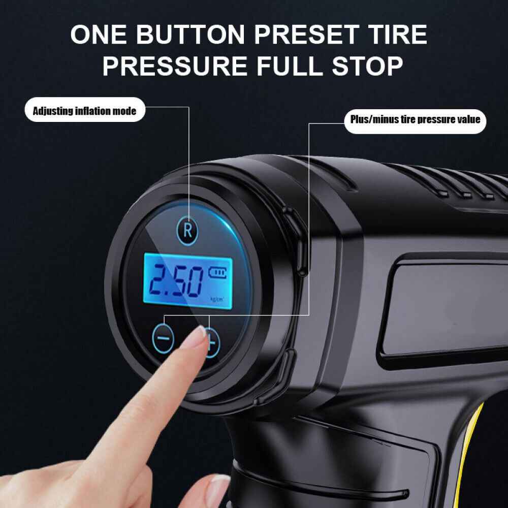 Wireless, Digital, USB Rechargeable Car Tire Inflator, Tire Air Compressor