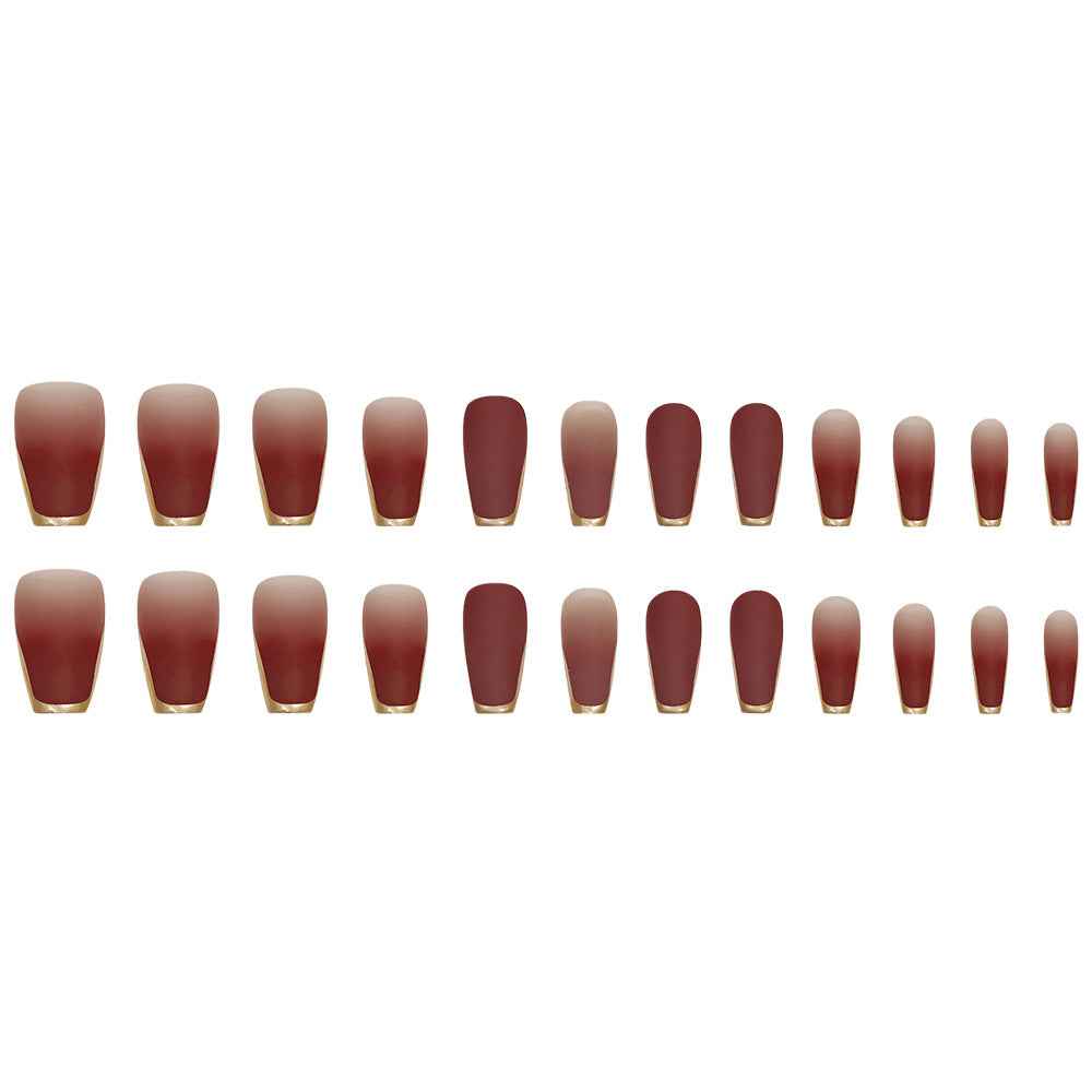Ongles Pressés Bruns Ombres avec Finitions Dorées – Manucure Élégante et Instantanée
