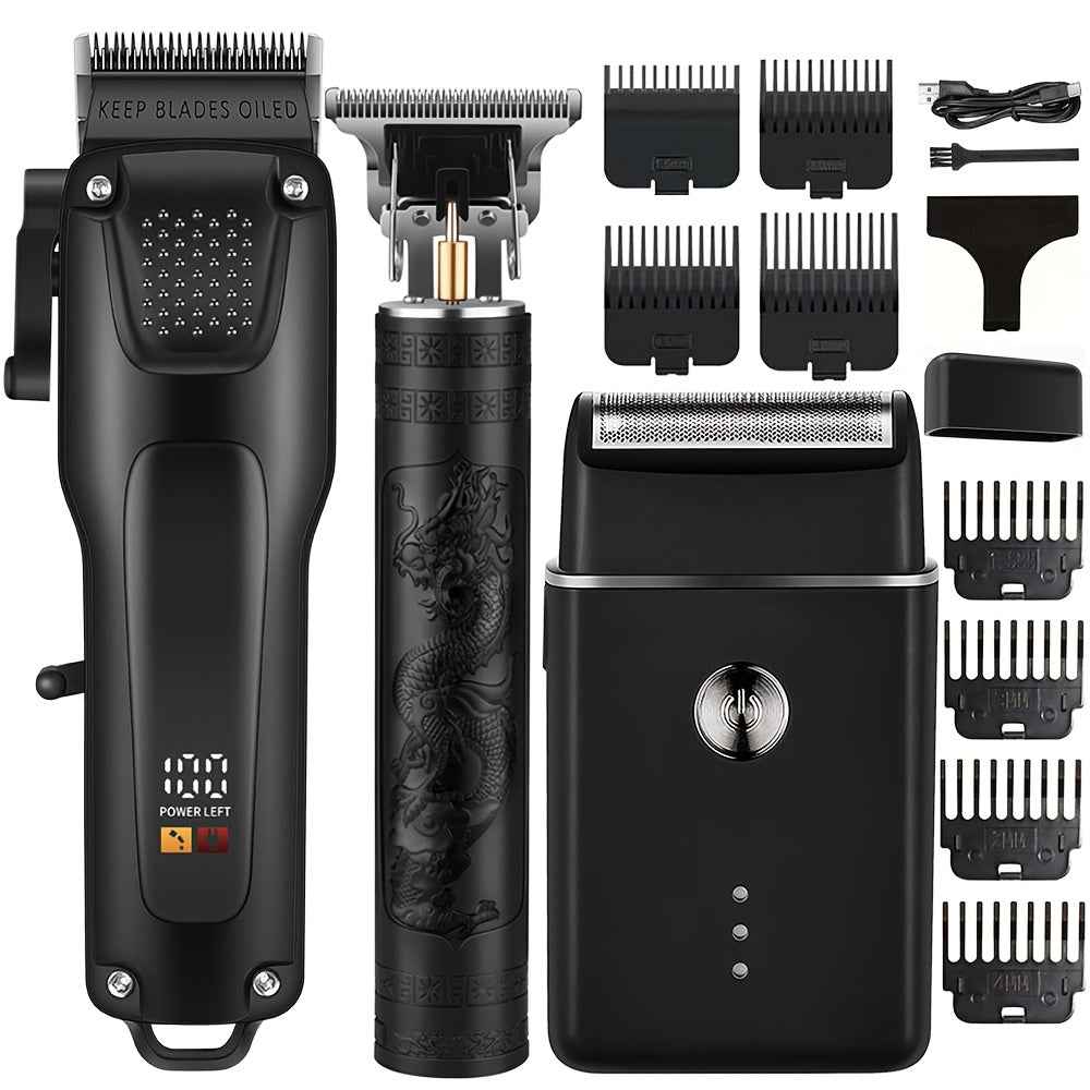 Kit de toilettage pour hommes - Tondeuses sans fil avec écran LED et accessoires pratiques
