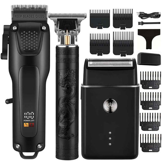 Kit de toilettage pour hommes - Tondeuses sans fil avec écran LED et accessoires pratiques
