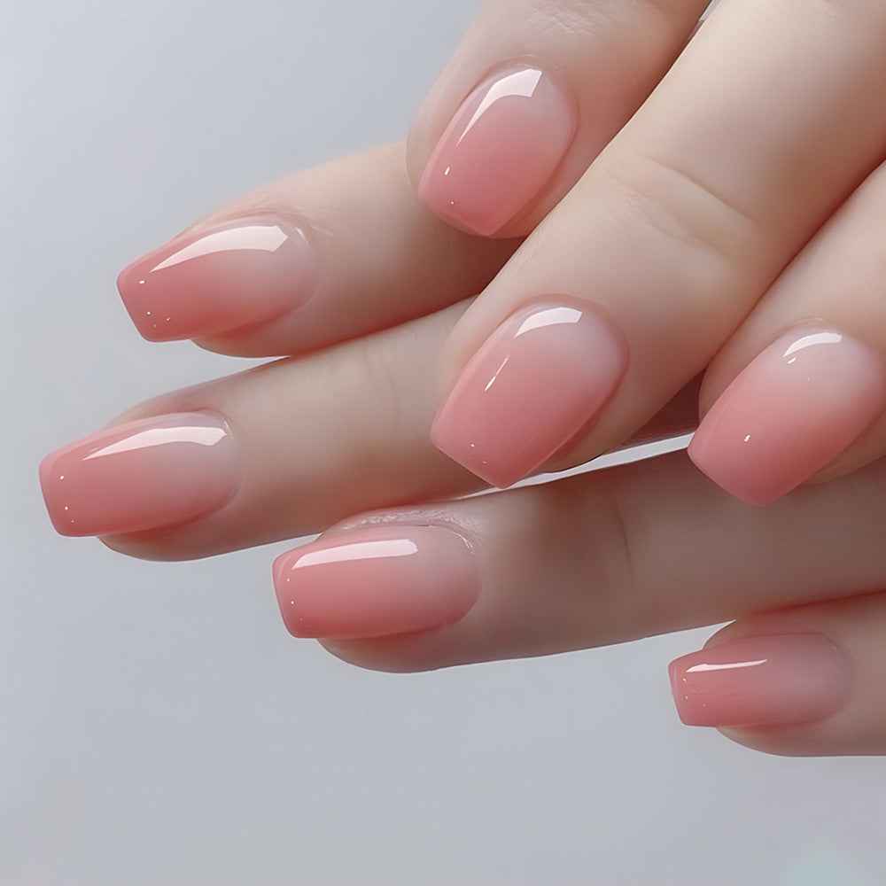 Autocollants d'Ongles Acryliques - Édition Rose Gradient avec Effet Press-On