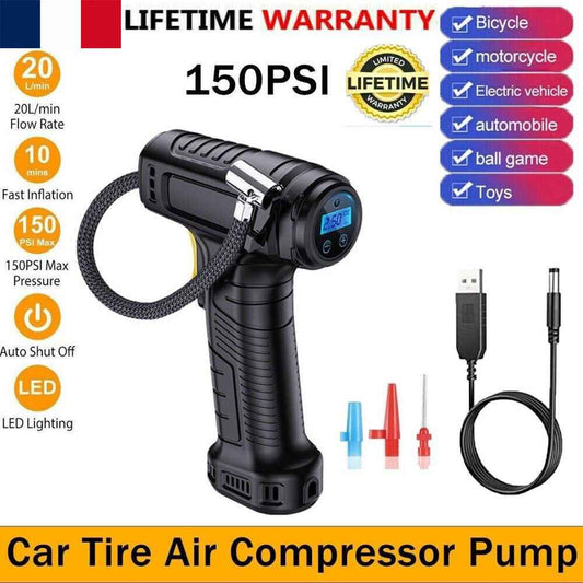 Wireless, Digital, USB Rechargeable Car Tire Inflator, Tire Air Compressor