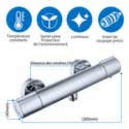 Mitigeur Thermostatique de Douche et Baignoire en Laiton Chromé