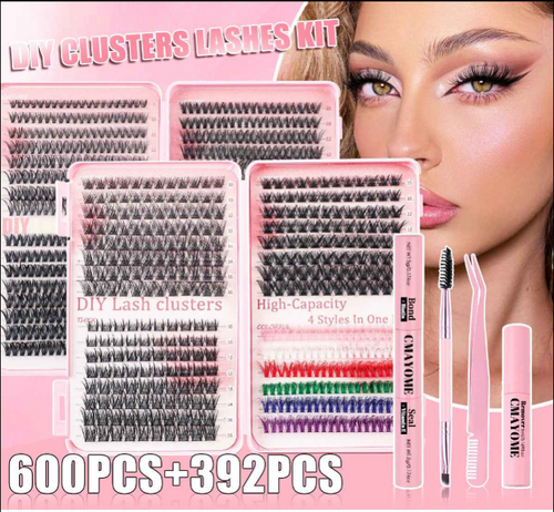 Individual cluster of curled false eyelashes