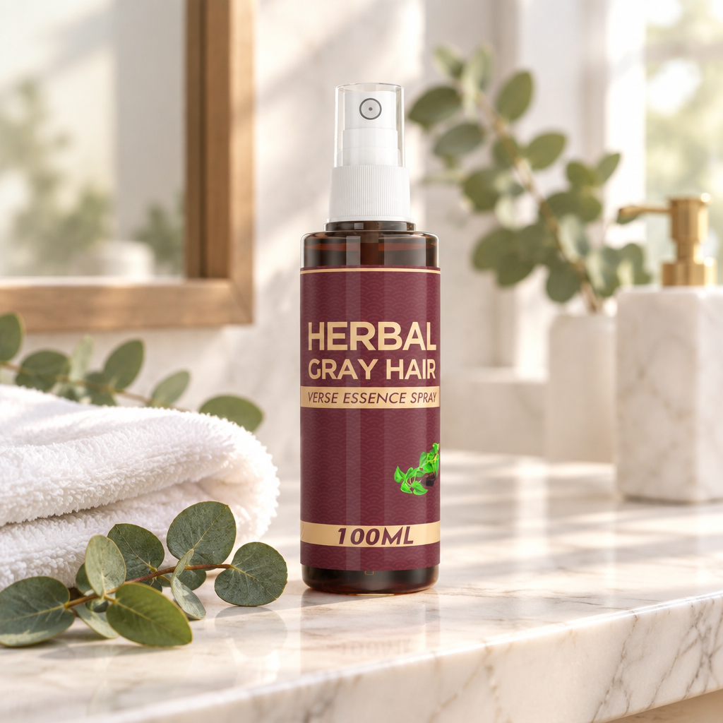 Spray capillaire sur une étagère de salle de bain en marbre