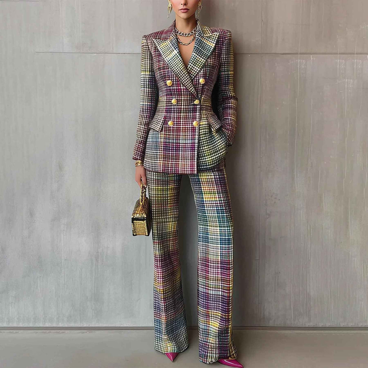 Transformez Votre Style avec le Costume à Carreaux pour Femme