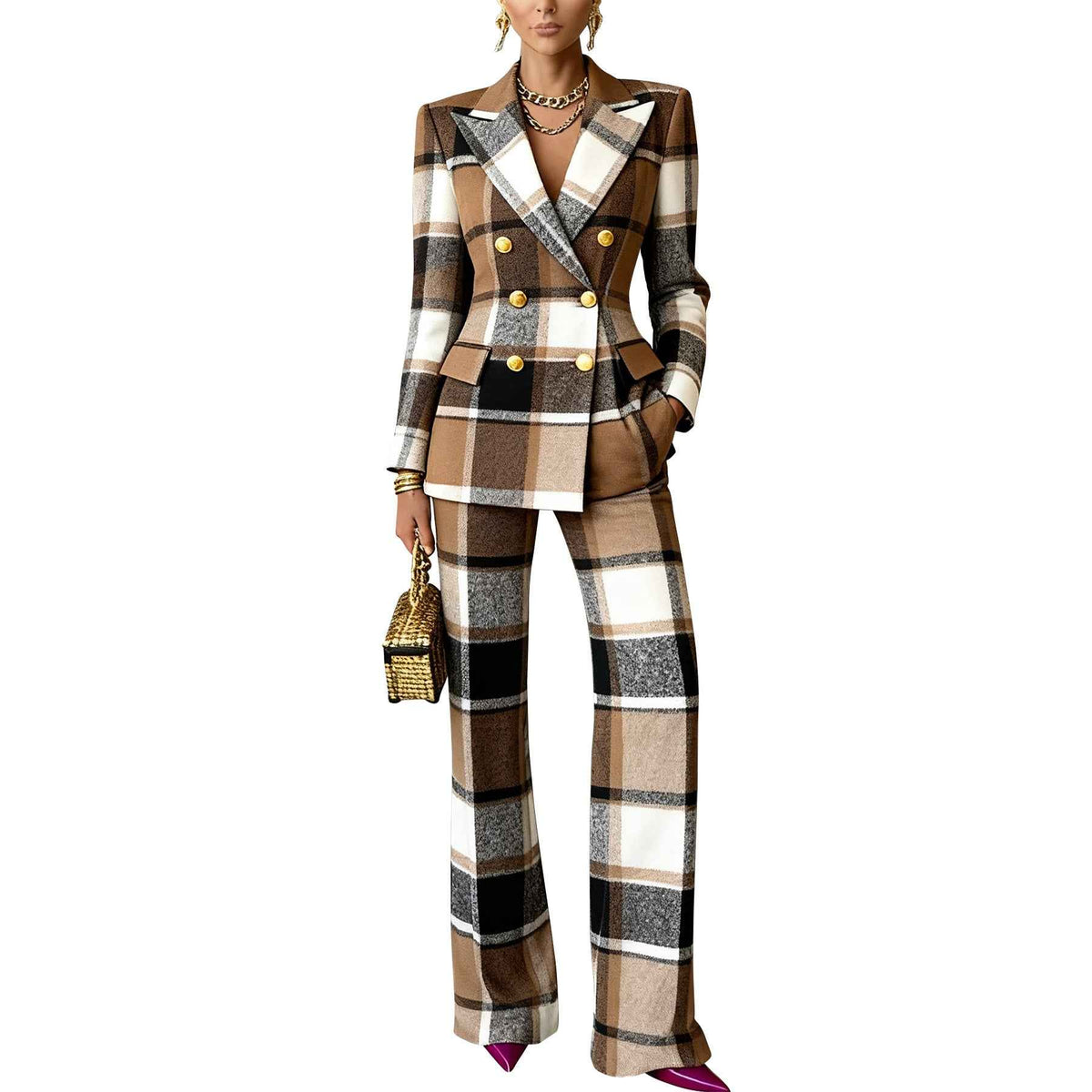 Transformez Votre Style avec le Costume à Carreaux pour Femme