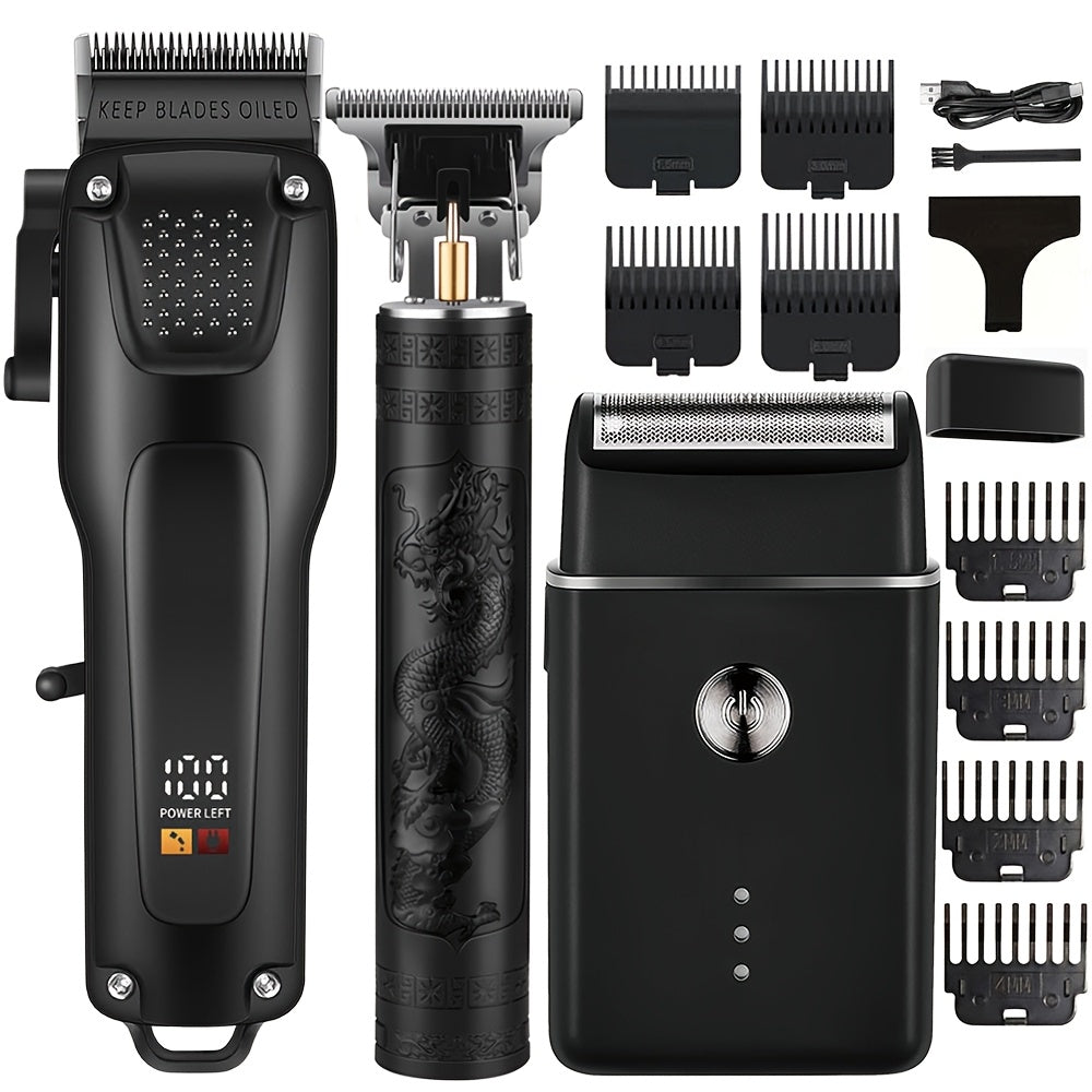 Kit de toilettage pour hommes - Tondeuses sans fil avec écran LED et accessoires pratiques