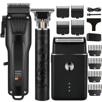 Kit de toilettage pour hommes - Tondeuses sans fil avec écran LED et accessoires pratiques