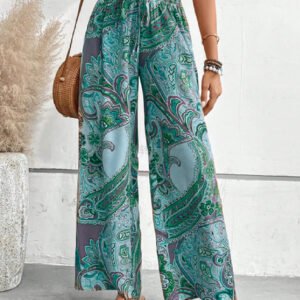 Pantalon large taille haute pour femme